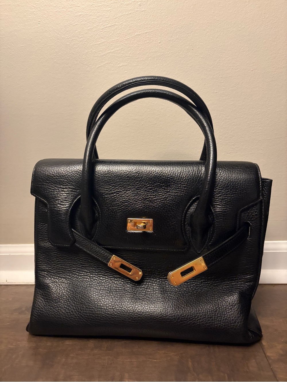 Vintage Italian leather structured carryall in a designer inspired silhouette - Picture 5 of 7